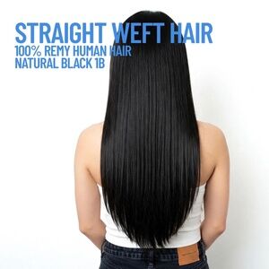 24" Weft Human Hair Extensions 100g Natural Black